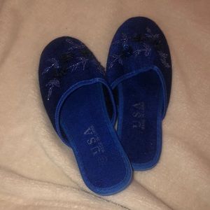 Blue slipped with embroidery detailing